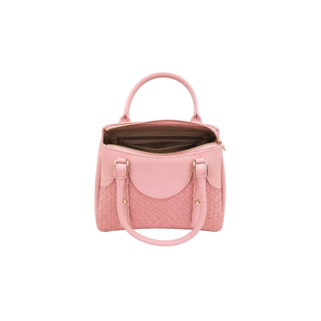 Zynxe Blush Pink Woven Top Handle Handbag
