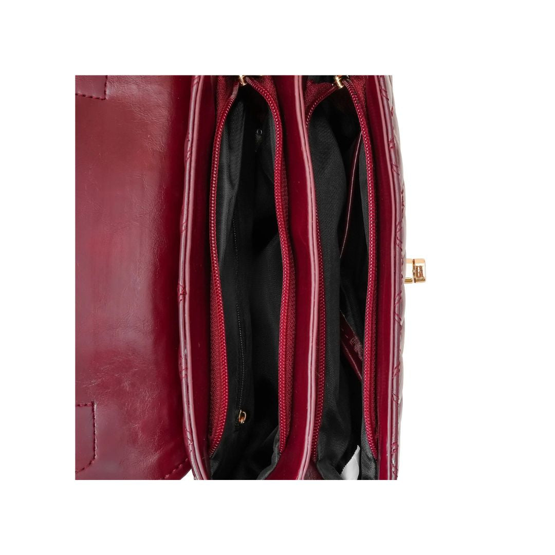 Zynxe Burgundy Quilted Shoulder Bag