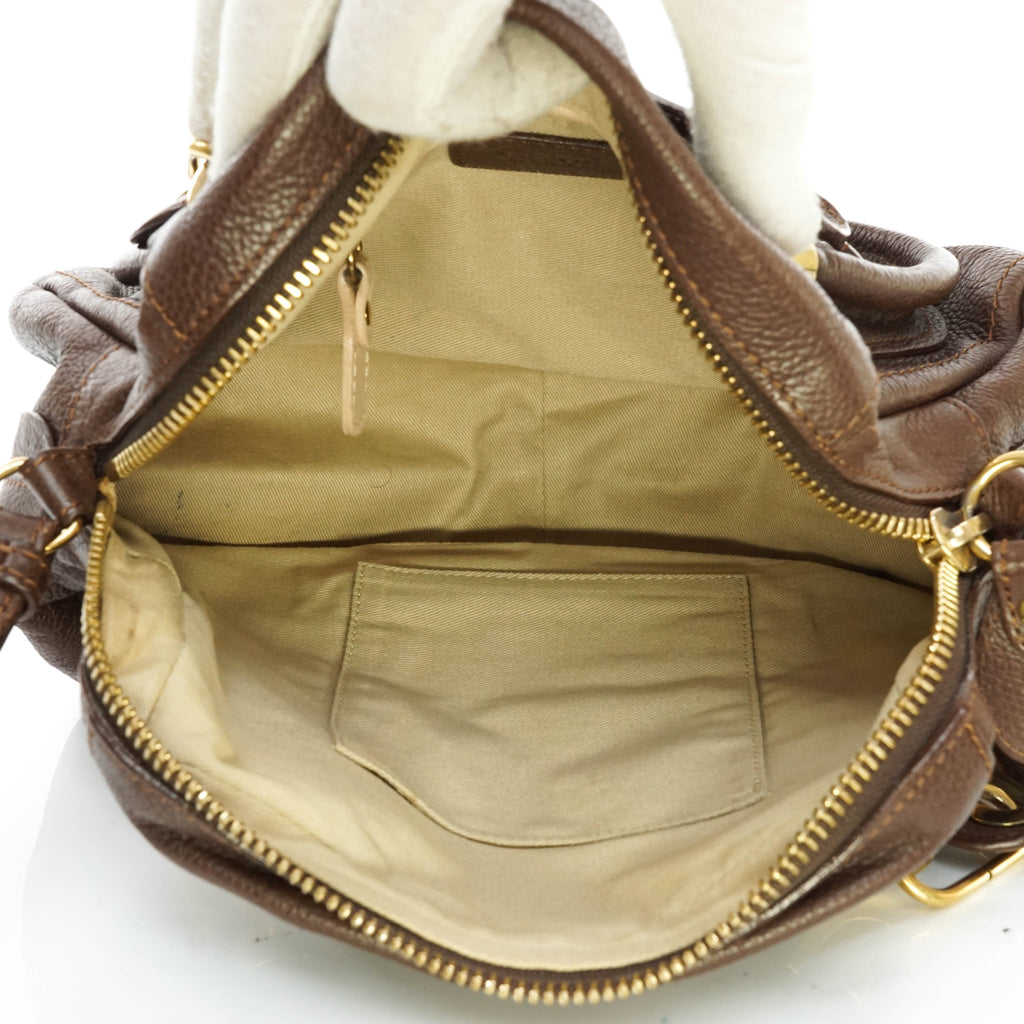 Chloe Paraty Hand Bag Leather Brown