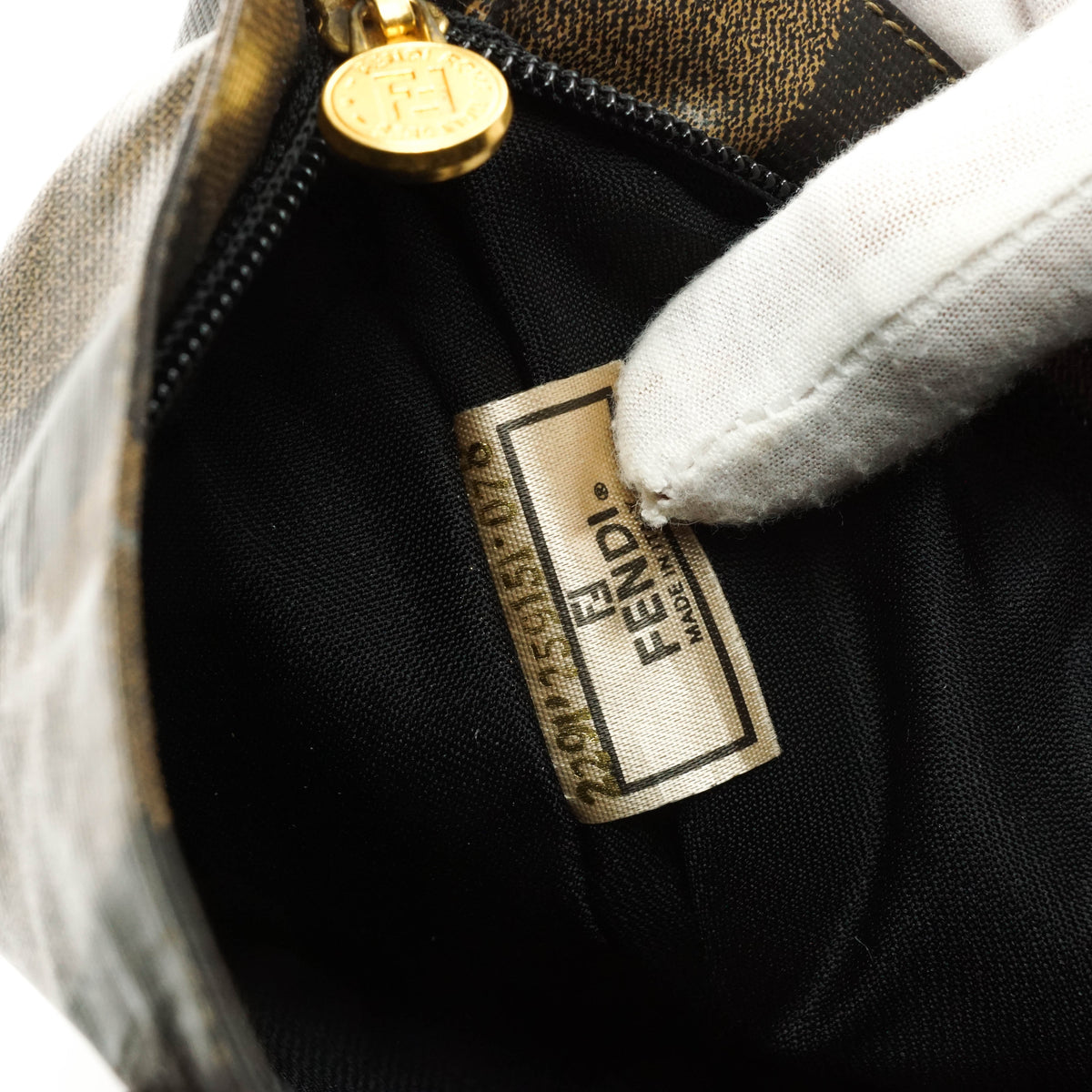 Fendi Pequin Hand Bag Vinyl Brown