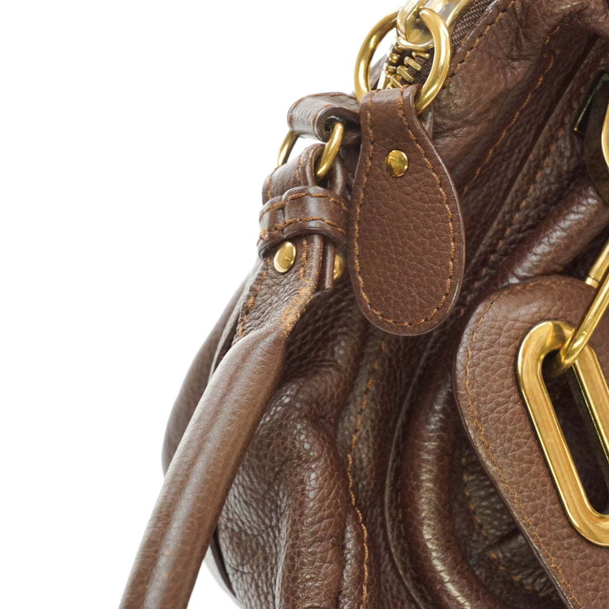 Chloe Paraty Hand Bag Leather Brown
