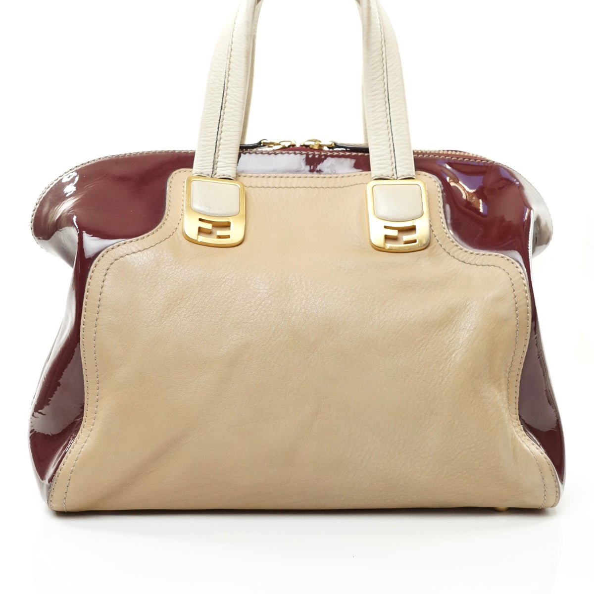 Fendi Chameleon Hand Bag Burgundy