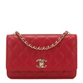 Chanel Red Quilted Lambskin Trendy CC Wallet On Chain (WOC)