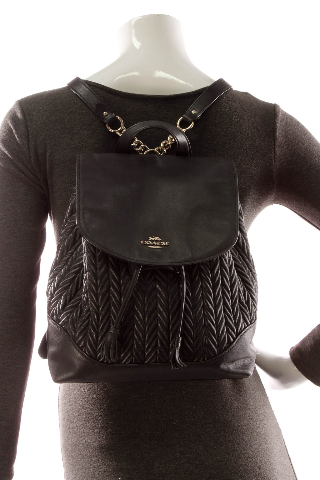 Elle Quilted Backpack - Black