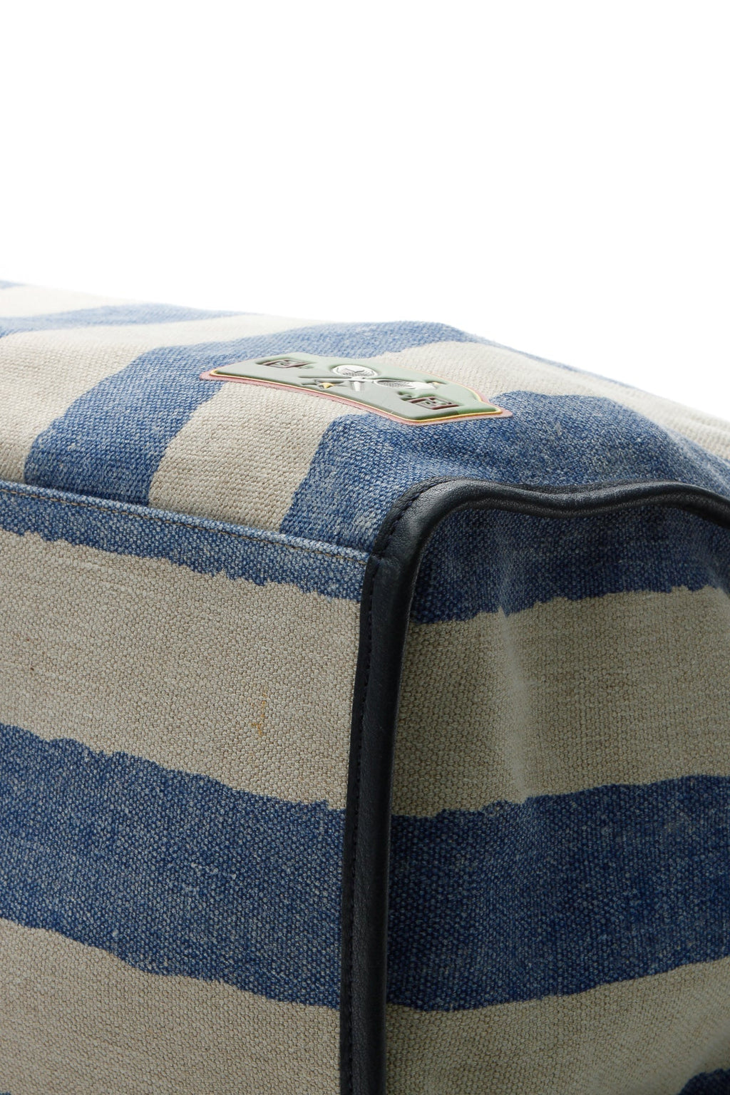 Sports Patches Striped Tote Bag - Blue/Beige