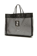 Mesh Logo Tote Bag - Black