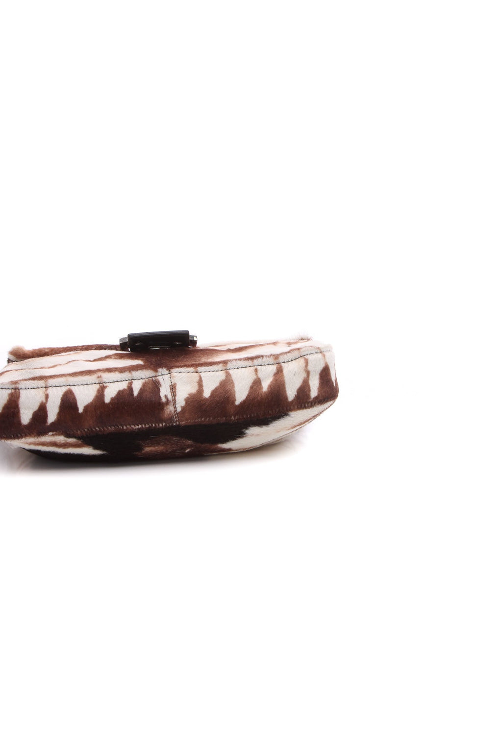 Zebra Print Baguette Bag - Brown/White