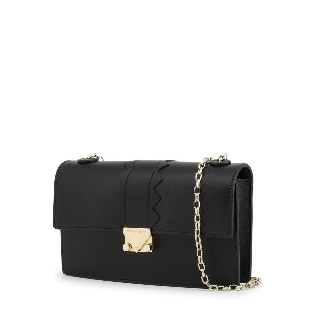Black Leather Chain Clutch Bag