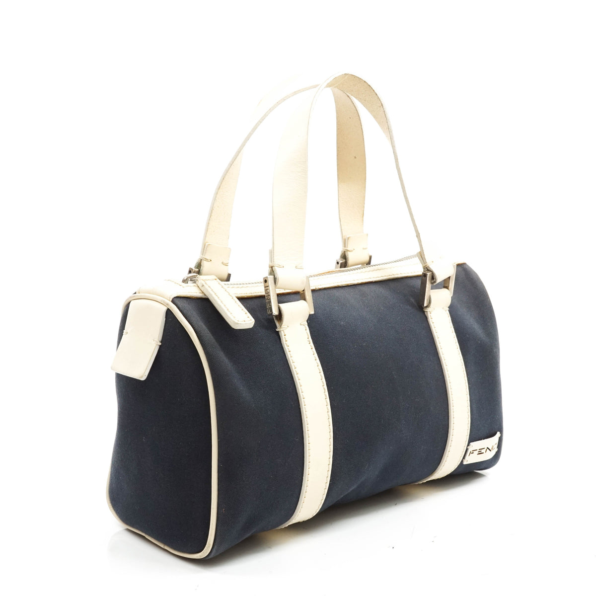 Fendi Hand Bag Navy Blue Canvas