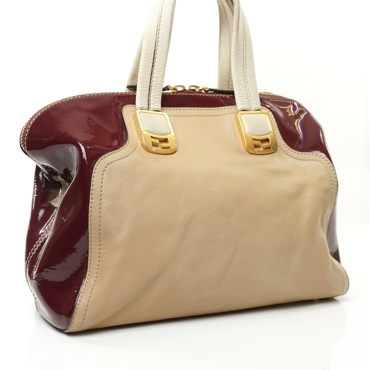 Fendi Chameleon Hand Bag Burgundy