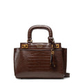 Katey Croc Print Mini Handbag in Brown