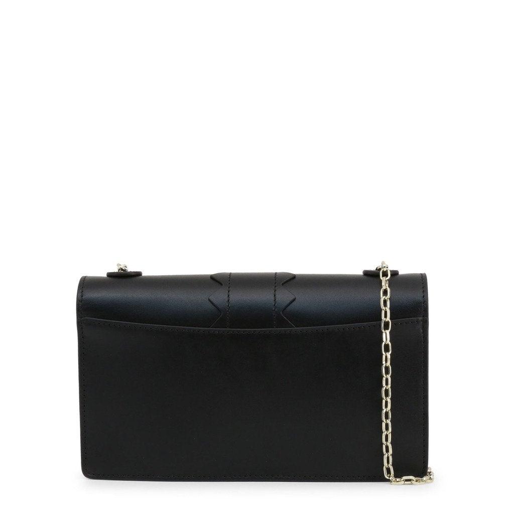 Black Leather Chain Clutch Bag