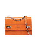 Katey Croc Print Mini Crossbody Bag in Orange