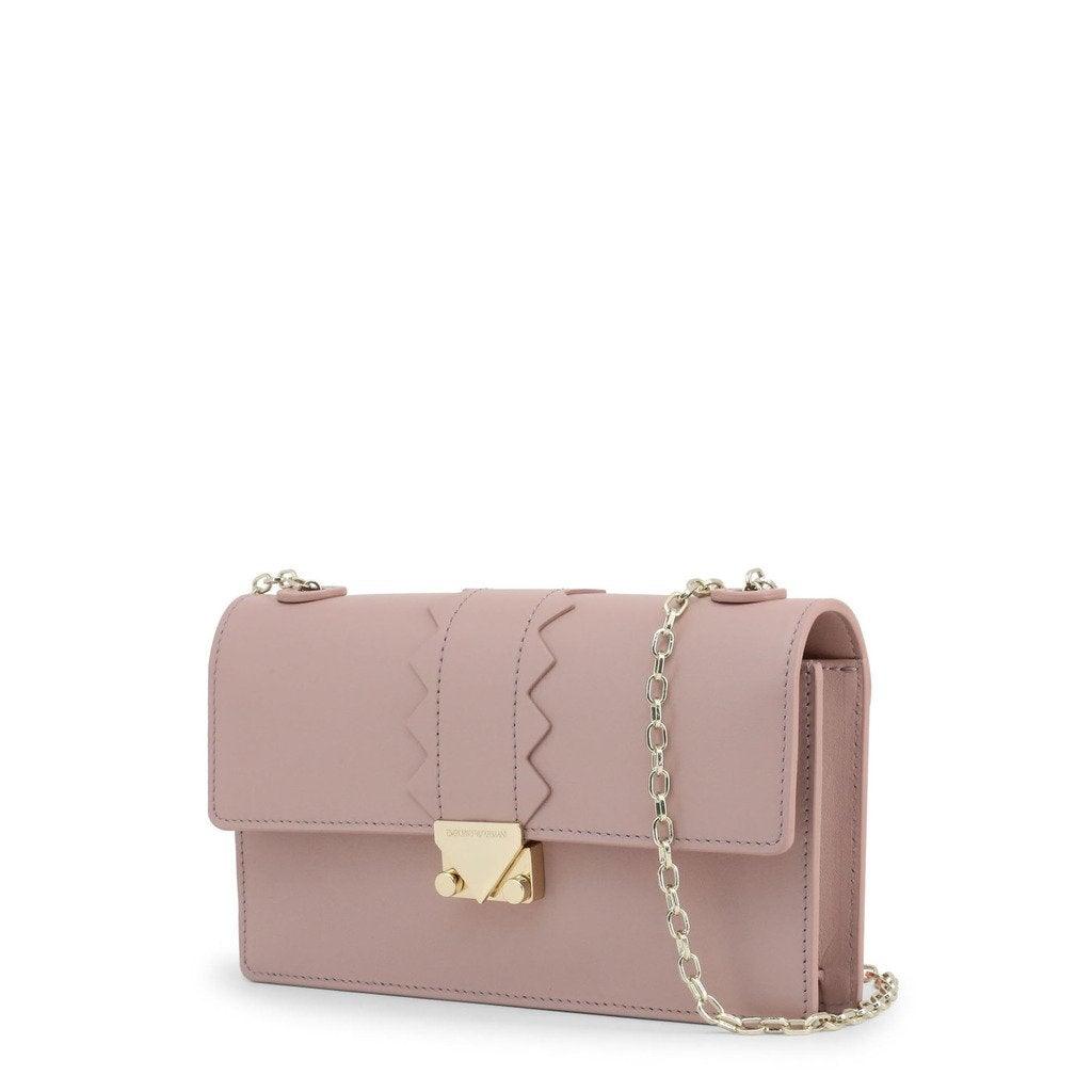 Pink Leather Chain Clutch Bag