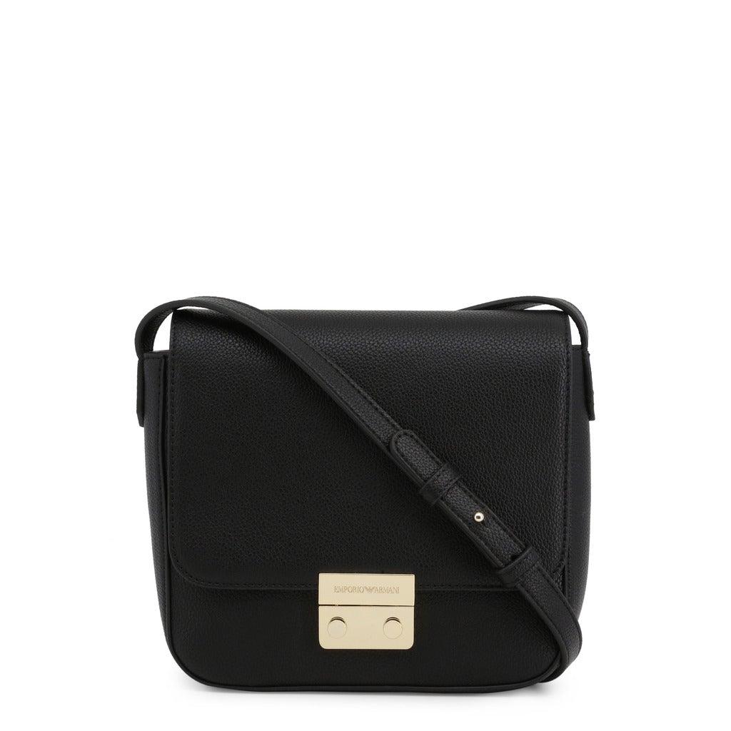 Gold Toned Logo Plaque Crossbody In Black