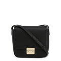Gold Toned Logo Plaque Crossbody In Black