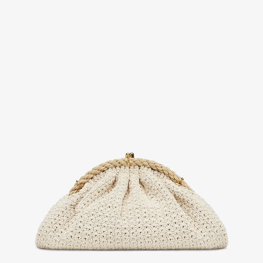 Fendi White Cotton-crochet Pochette