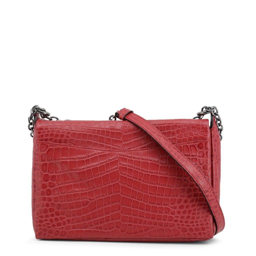 Red Leather Croc Print Shoulder Bag