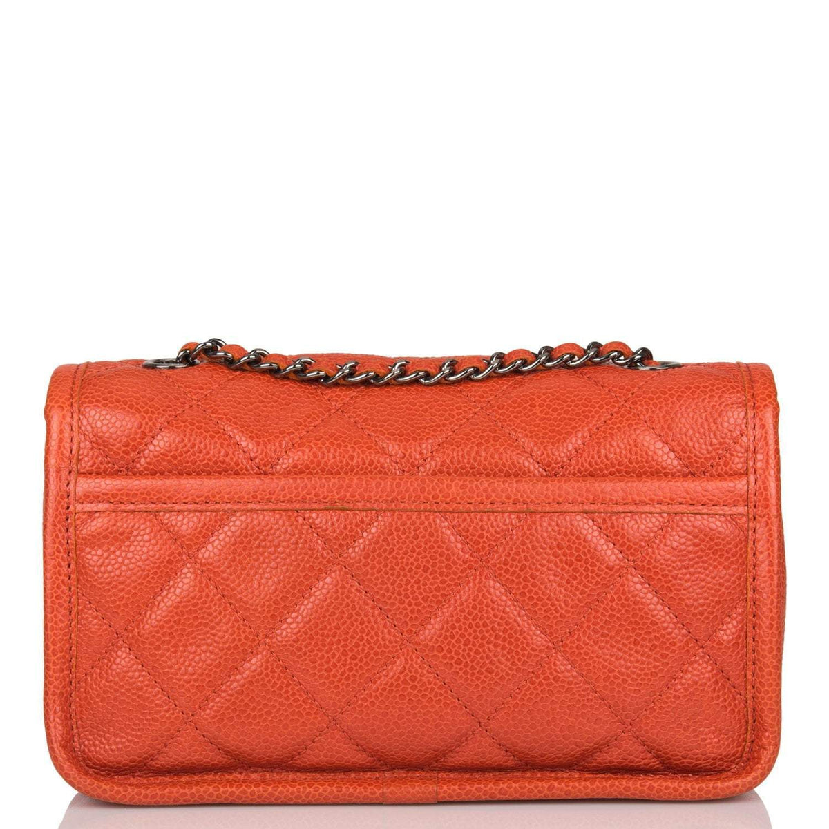 Pre-owned Chanel Mini Flap Bag Dark Orange Caviar Ruthenium Hardware
