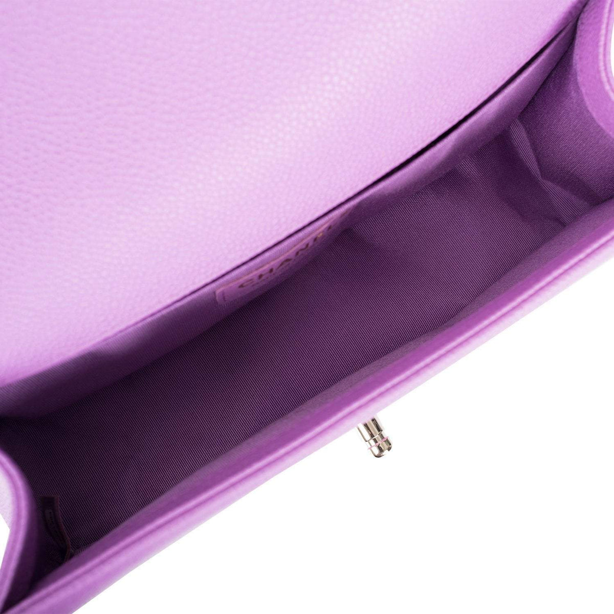 Chanel Purple Quilted Caviar Medium Boy Bag Light Gold Hardware