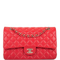 Chanel Red Quilted Caviar Medium Classic Double Flap Bag