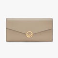 CONTINENTAL WITH CHAIN Beige Leather Wallet