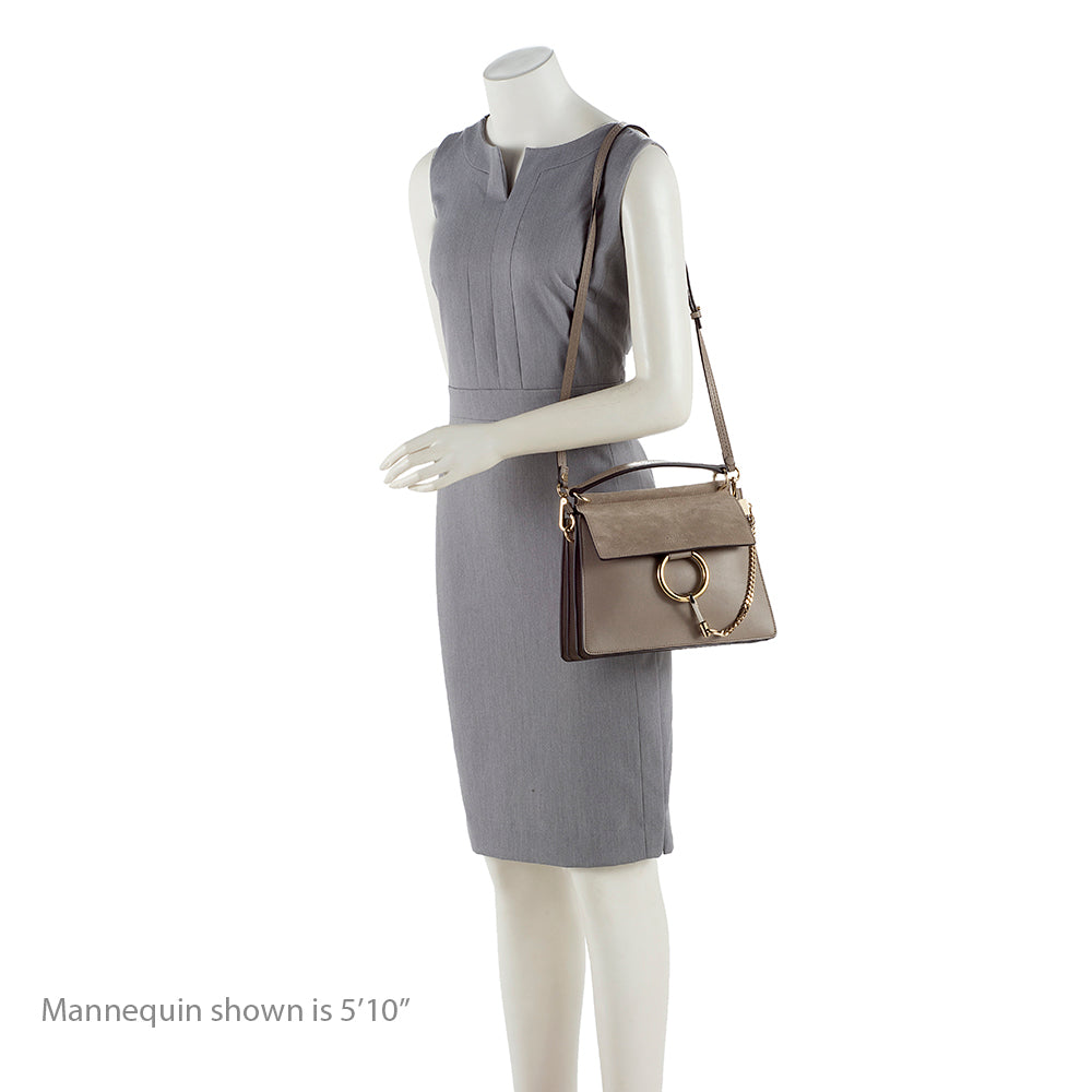 Chloe Calfskin Suede Faye Top Handle Shoulder Bag (SHF-14475)