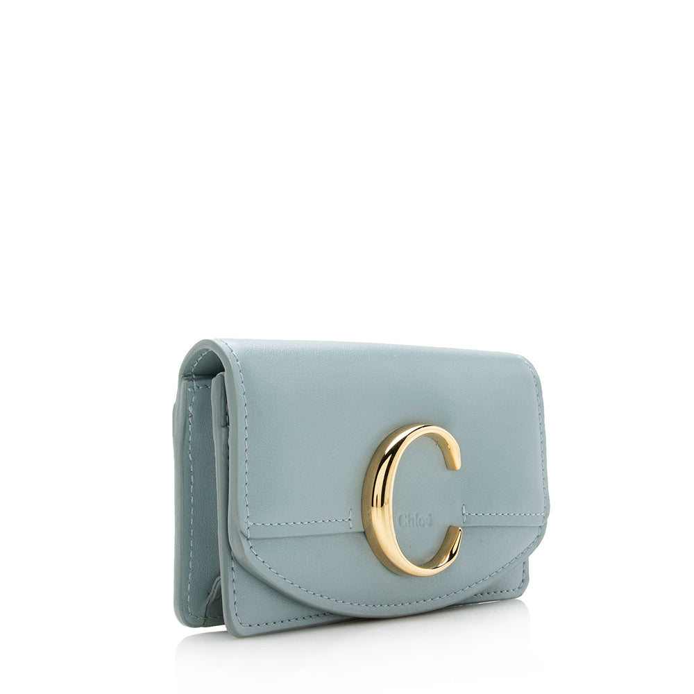 Chloe Leather C Card Holder (SHF-15092)