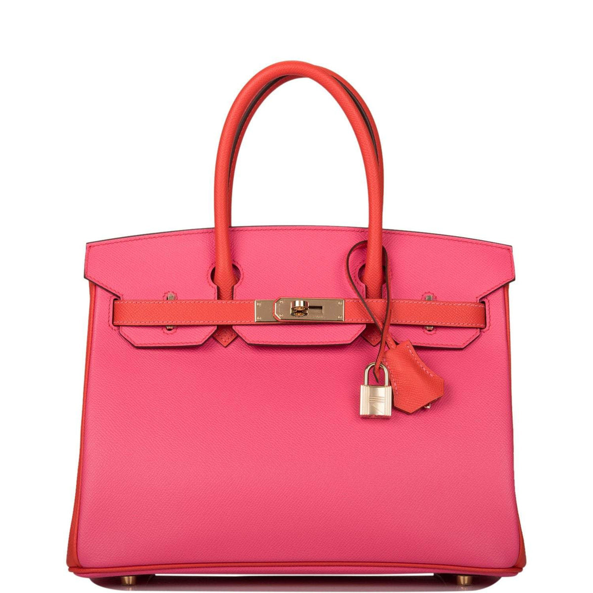 Hermes Birkin 30cm Bi-Color Rose Azalee and Feu Epsom Permabrass Hardware