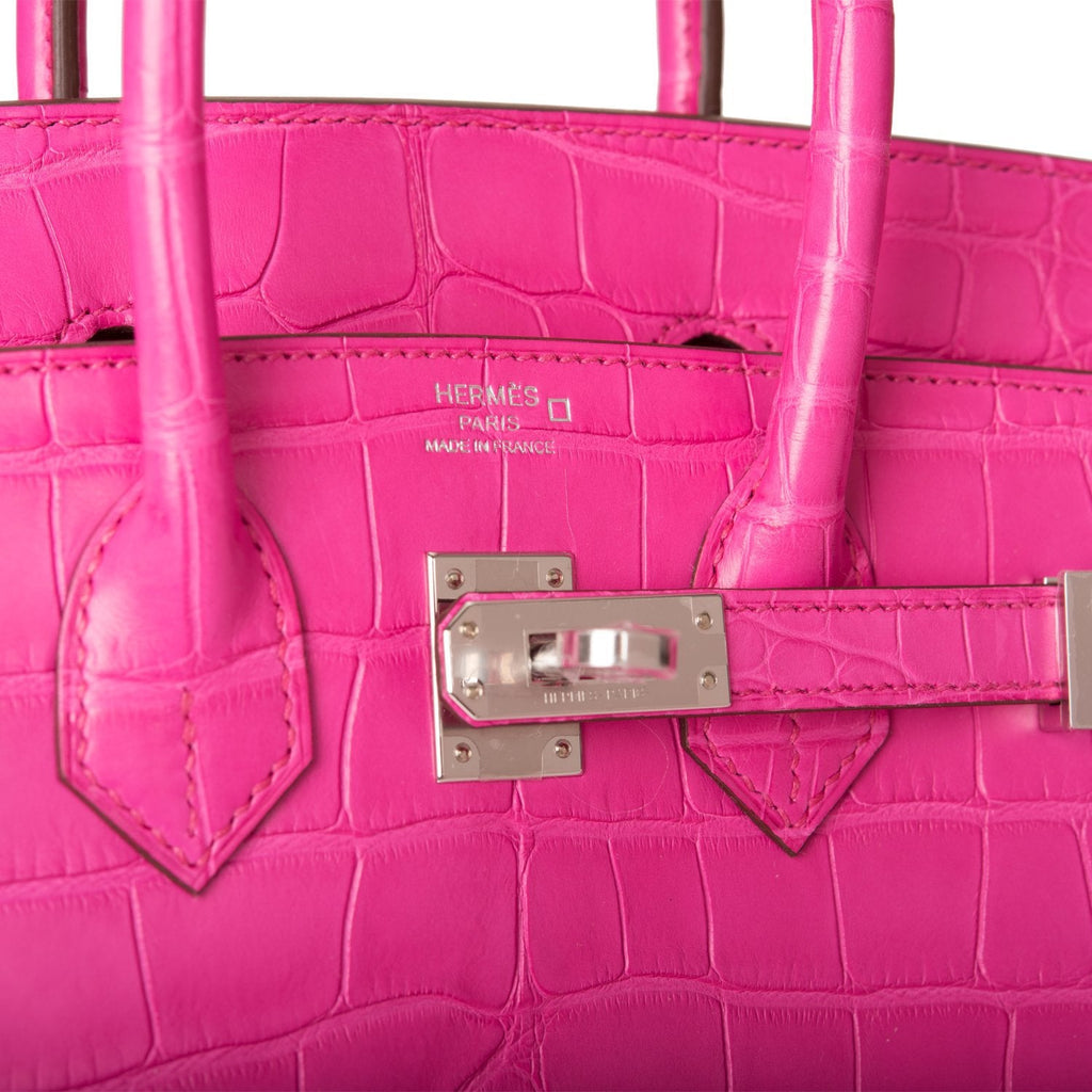 Hermes Birkin 25 Rose Shocking Matte Alligator Palladium Hardware