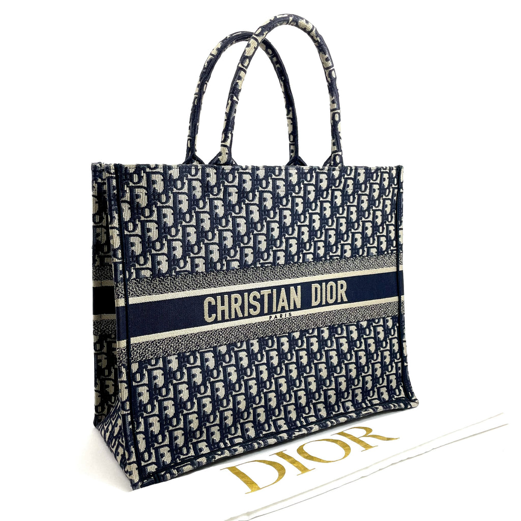 CHRISTIAN DIOR Large Oblique Book Tote - Blue