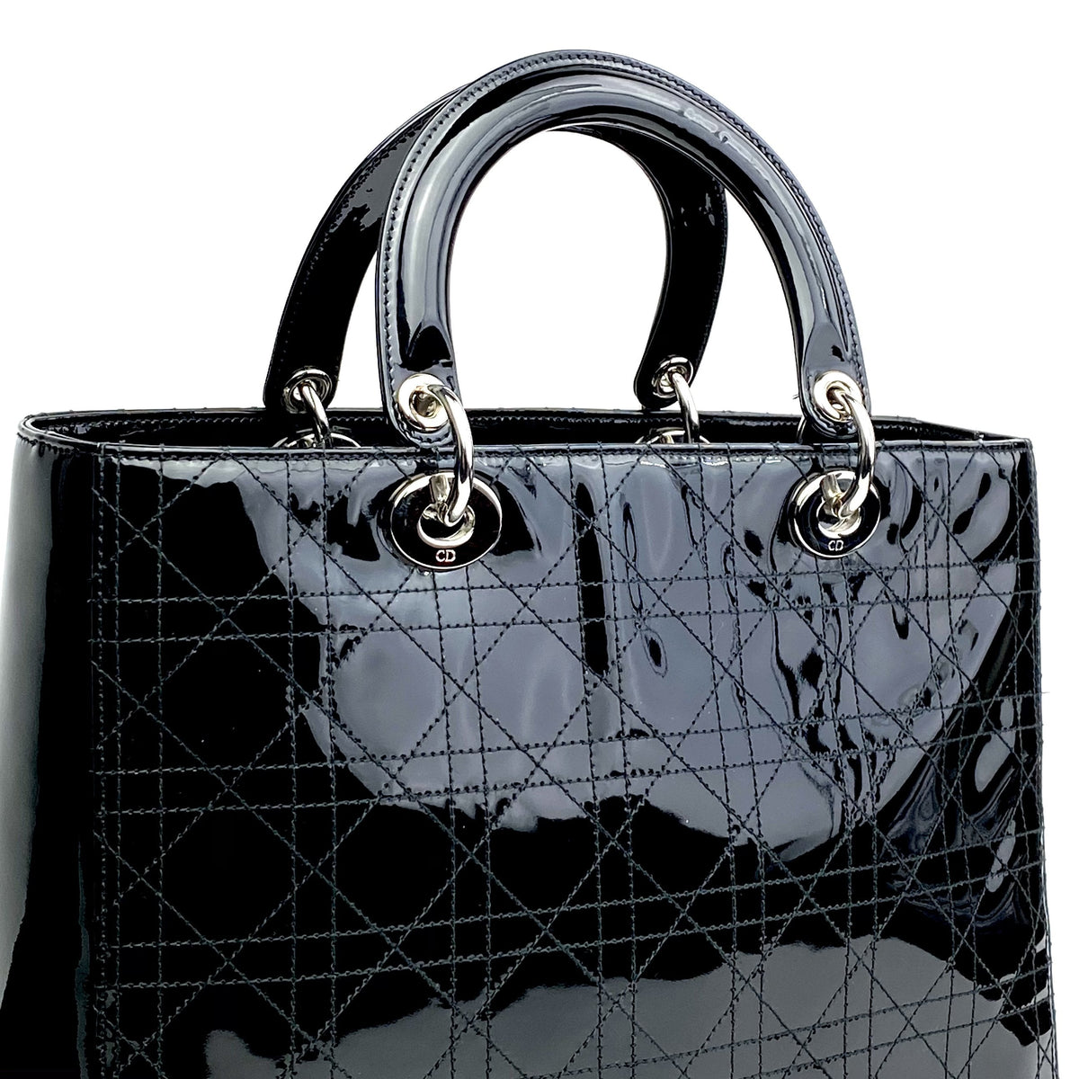 CHRISTIAN DIOR Large Patent Lady Dior Bag