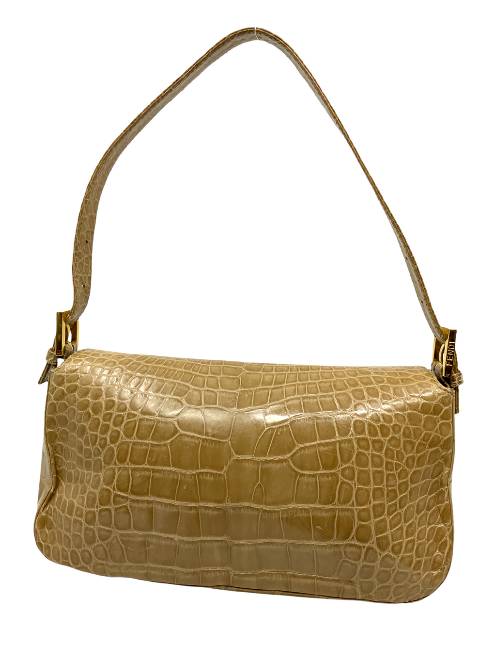 Fendi Crocodile Gecko FF Baguette Shoulder Bag