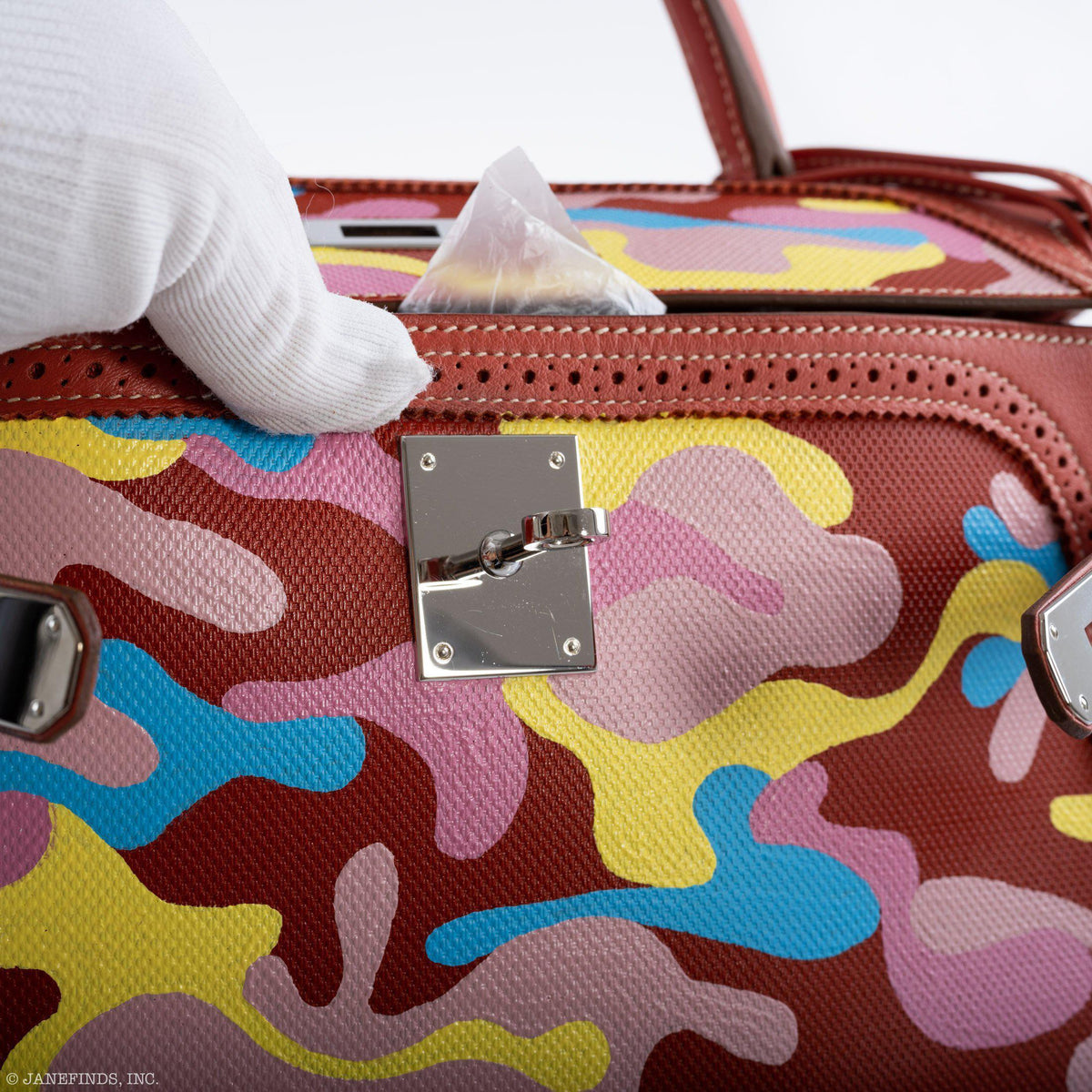Vintage Hermes Ghillies Kelly 32 Sanguine Evercolor & Grain d'H Camouflage Painting