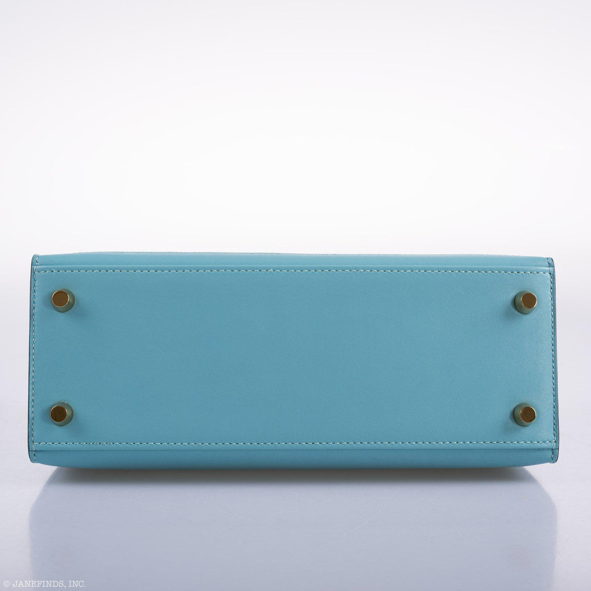 Vintage Hermes Kelly 25 Sellier Blue Atoll Tadelakt with Custom Feather Panel Gold Hardware