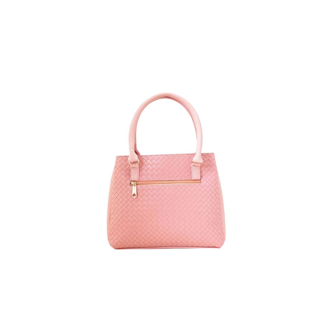 Zynxe Blush Pink Woven Top Handle Handbag