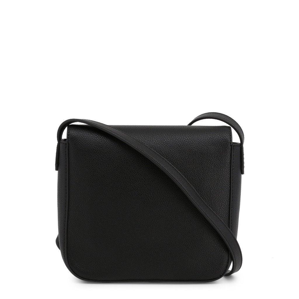 Gold Toned Logo Plaque Crossbody In Black