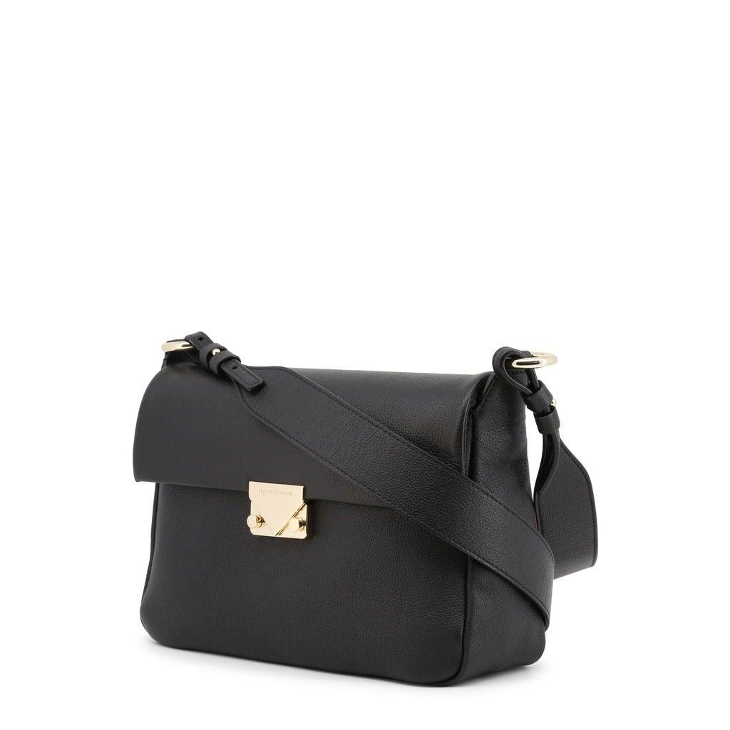 Black Leather Logo Crossbody Bag