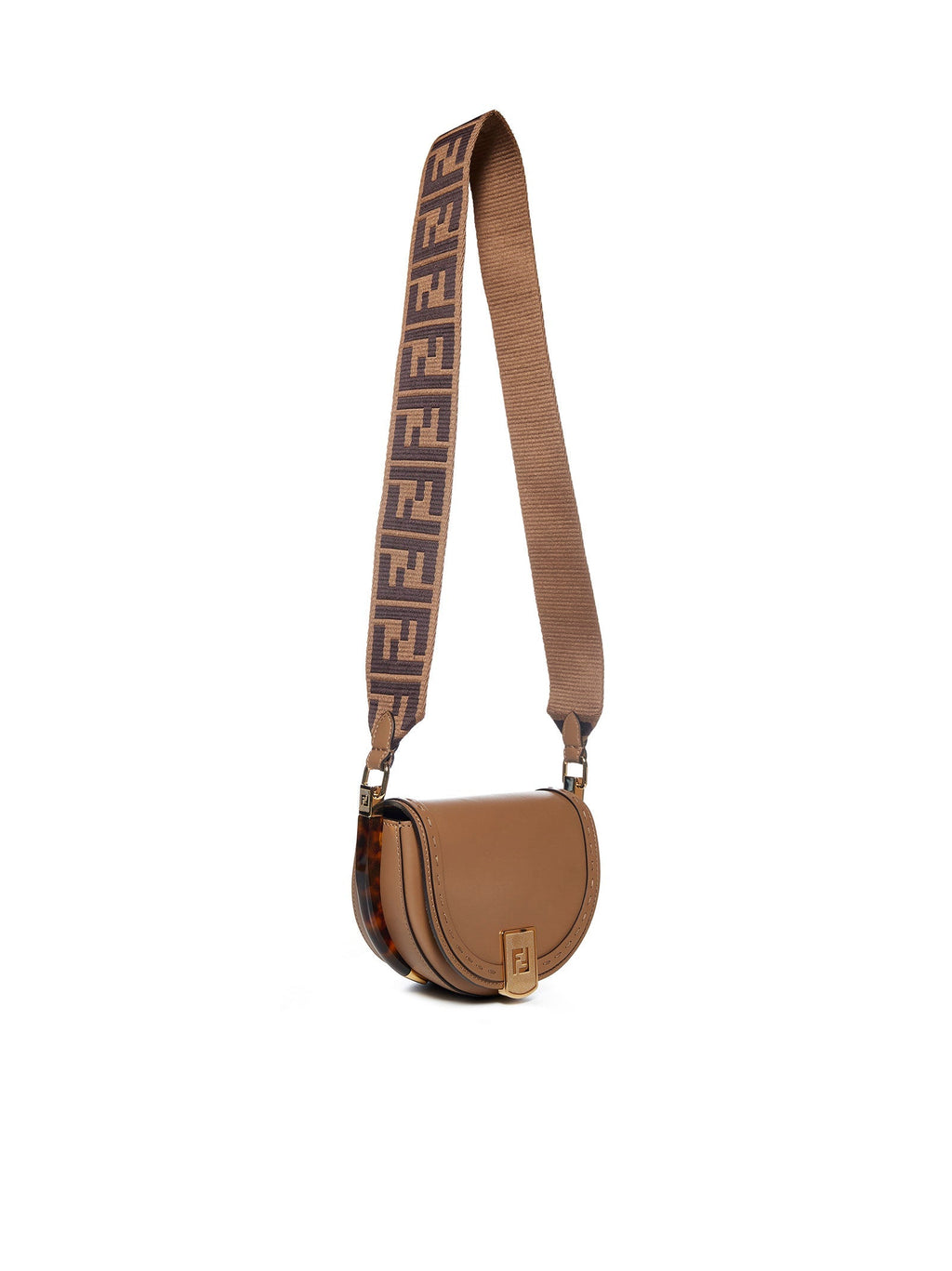 Fendi Logo Plaque Foldover Shoulder Bag