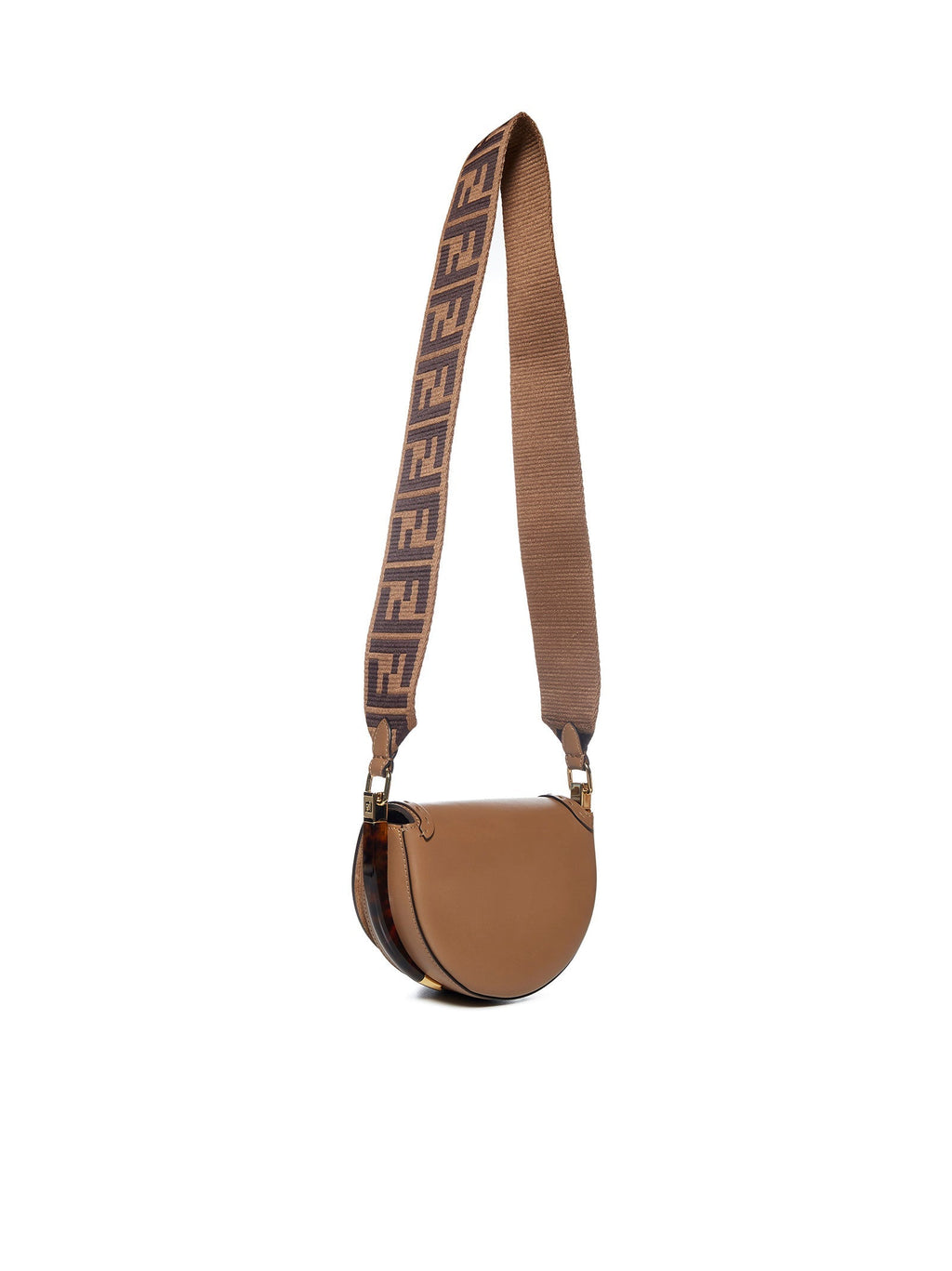 Fendi Logo Plaque Foldover Shoulder Bag