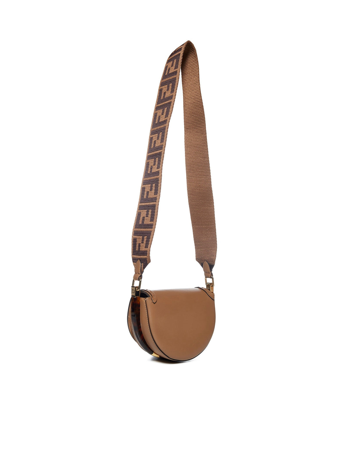Fendi Logo Plaque Foldover Shoulder Bag