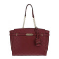 Bea Embossed 4G Peony Logo Shoulder Bag in Burgundy