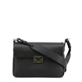 Black Leather Logo Crossbody Bag