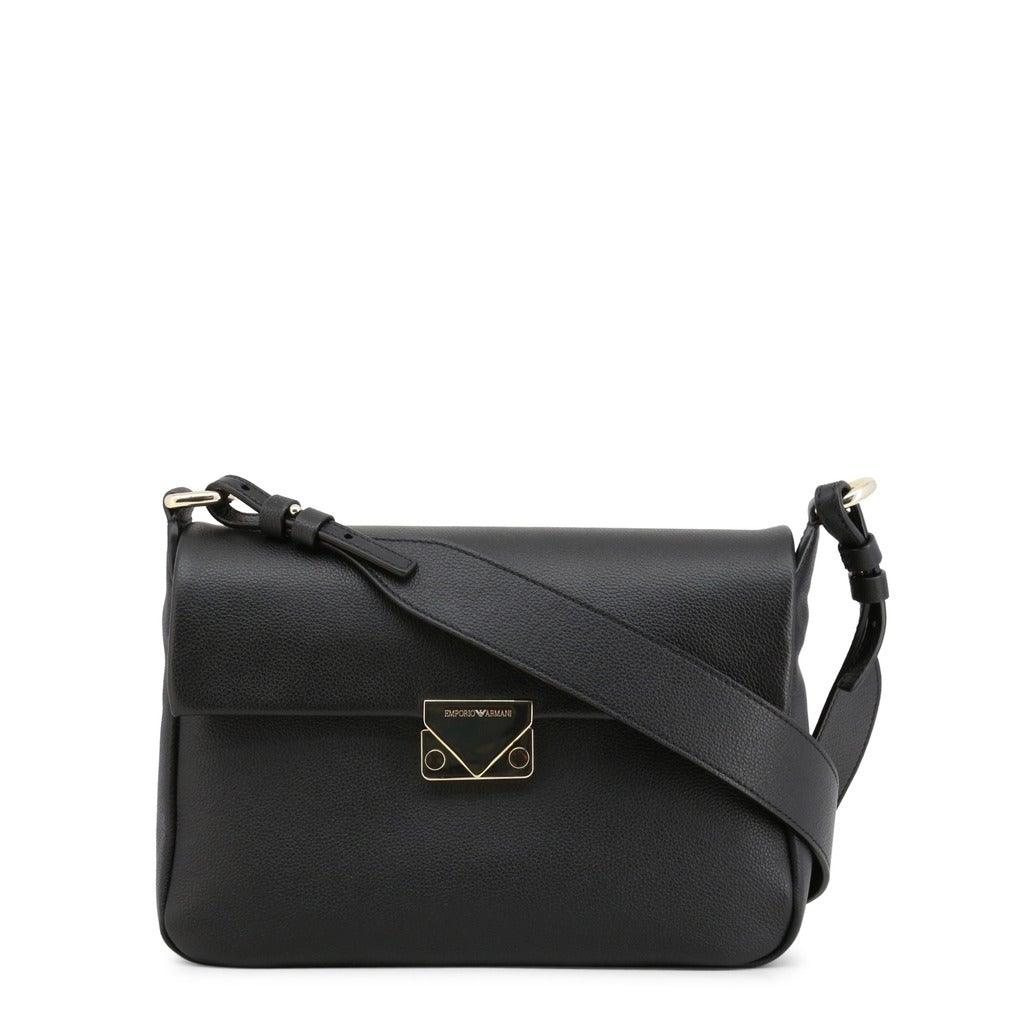 Black Leather Logo Crossbody Bag