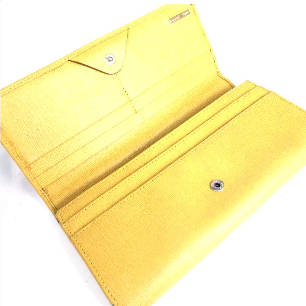 Fendi Leather Yellow Long Wallet
